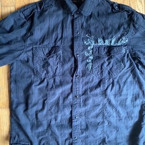 Mens Helix Black Button Up